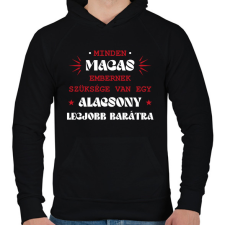 PRINTFASHION Alacsony legjobb barát - Férfi kapucnis pulóver - Fekete férfi pulóver, kardigán