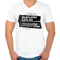 PRINTFASHION Alaplapra szültek - Férfi V-nyakú póló - Fehér