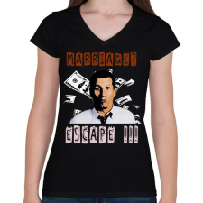 PRINTFASHION albundy - Női V-nyakú póló - Fekete női póló