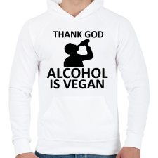 PRINTFASHION Alcohol is vegan - Férfi kapucnis pulóver - Fehér férfi pulóver, kardigán