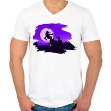 PRINTFASHION Alcoholic Santa - Paining mask - Férfi V-nyakú póló - Fehér