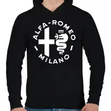 PRINTFASHION Alf'a Romeo Milano - Férfi kapucnis pulóver - Fekete férfi pulóver, kardigán