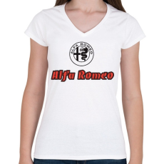 PRINTFASHION Alf'a Romeo - Női V-nyakú póló - Fehér
