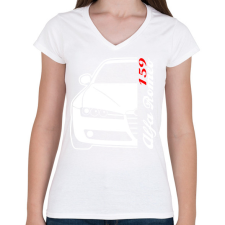 PRINTFASHION Alfa Romeo 159 001 - Női V-nyakú póló - Fehér női póló