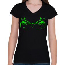 PRINTFASHION Alfa Romeo 159 zöld  - Női V-nyakú póló - Fekete női póló