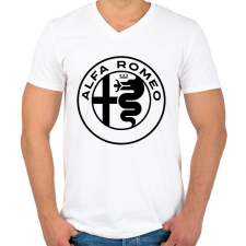 PRINTFASHION Alfa Romeo - Férfi V-nyakú póló - Fehér férfi póló