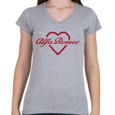 PRINTFASHION Alfa Romeo szív - Női V-nyakú póló - Sport szürke női póló