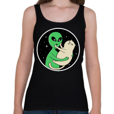 PRINTFASHION Alien és macska - Női atléta - Fekete női trikó