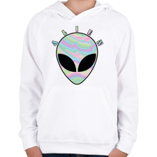 PRINTFASHION Alien - Gyerek kapucnis pulóver - Fehér gyerek pulóver, kardigán