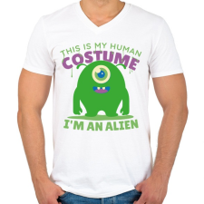 PRINTFASHION Alien - idegen - Férfi V-nyakú póló - Fehér férfi póló