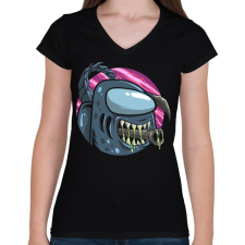 PRINTFASHION Alien impostor - Női V-nyakú póló - Fekete női póló