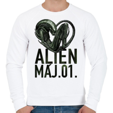 PRINTFASHION alien május 1 - Férfi pulóver - Fehér férfi pulóver, kardigán