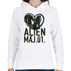 PRINTFASHION alien május 1 - Női kapucnis pulóver - Fehér