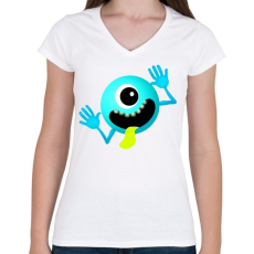 PRINTFASHION Alien - Női V-nyakú póló - Fehér