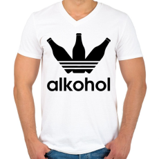 PRINTFASHION Alkohol - Férfi V-nyakú póló - Fehér
