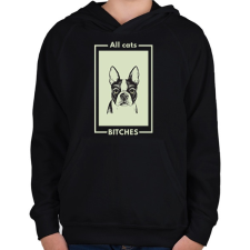 PRINTFASHION ALL CATS BITCHES - Gyerek kapucnis pulóver - Fekete gyerek pulóver, kardigán