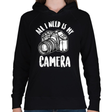 PRINTFASHION All I Need Is My Camera - Női kapucnis pulóver - Fekete