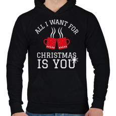 PRINTFASHION ALL I WANT FOR CHRISTMAS IS YOU - Férfi kapucnis pulóver - Fekete