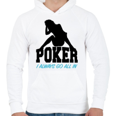 PRINTFASHION All in póker - Férfi kapucnis pulóver - Fehér