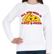 PRINTFASHION All you need is pizza - Női pulóver - Fehér