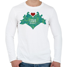PRINTFASHION Állat szeretet - Férfi hosszú ujjú póló - Fehér