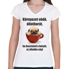 PRINTFASHION allatbarat-001 - Női V-nyakú póló - Fehér