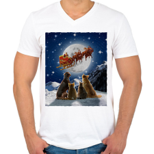 PRINTFASHION Állati karácsony - Férfi V-nyakú póló - Fehér férfi póló