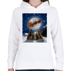 PRINTFASHION Állati karácsony - Női kapucnis pulóver - Fehér