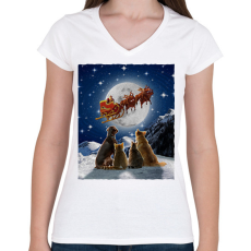 PRINTFASHION Állati karácsony - Női V-nyakú póló - Fehér