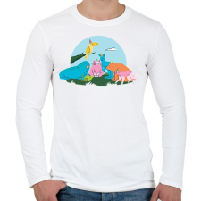 PRINTFASHION Állati party - Férfi hosszú ujjú póló - Fehér férfi póló