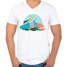 PRINTFASHION Állati party - Férfi V-nyakú póló - Fehér férfi póló