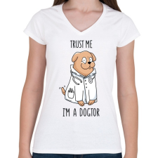 PRINTFASHION Állatorvos - Női V-nyakú póló - Fehér női póló