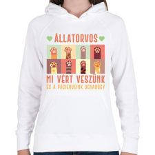 PRINTFASHION Állatorvos - Vért veszünk - Női kapucnis pulóver - Fehér női pulóver, kardigán
