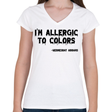 PRINTFASHION Allergia a színekre - Női V-nyakú póló - Fehér női póló