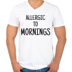 PRINTFASHION Allergiás a reggelekre - Férfi V-nyakú póló - Fehér