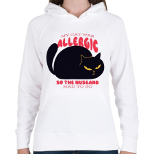 PRINTFASHION Allergiás macska - Női kapucnis pulóver - Fehér női pulóver, kardigán