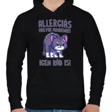 PRINTFASHION Allergiás vagyok mindenre - Férfi kapucnis pulóver - Fekete férfi pulóver, kardigán
