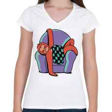PRINTFASHION Álmos lajhár - Női V-nyakú póló - Fehér