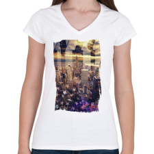 PRINTFASHION Álomvilág - Női V-nyakú póló - Fehér női póló