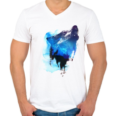 PRINTFASHION Alone as a wolf - Férfi V-nyakú póló - Fehér