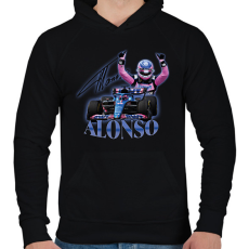 PRINTFASHION Alonso F1 - Férfi kapucnis pulóver - Fekete