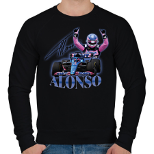 PRINTFASHION Alonso F1 - Férfi pulóver - Fekete férfi pulóver, kardigán
