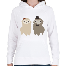 PRINTFASHION Alpaca pár - Női kapucnis pulóver - Fehér női pulóver, kardigán