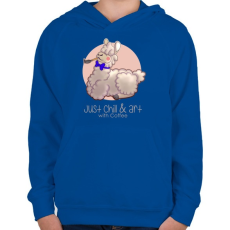 PRINTFASHION Alpaka Chill - Gyerek kapucnis pulóver - Királykék