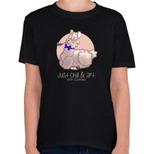 PRINTFASHION Alpaka Chill - Gyerek póló - Fekete gyerek póló