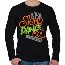 PRINTFASHION Alvás, tánc, evés, ismétlés - Férfi hosszú ujjú póló - Fekete