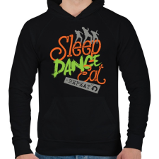 PRINTFASHION Alvás, tánc, evés, ismétlés - Férfi kapucnis pulóver - Fekete férfi pulóver, kardigán