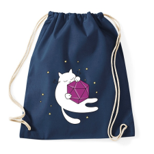 PRINTFASHION Alvó cica és D20 - Sportzsák, Tornazsák - Sötétkék tornazsák