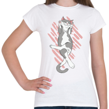 PRINTFASHION Alvó cica - Női póló - Fehér női póló