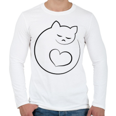 PRINTFASHION Alvó cicus - Férfi hosszú ujjú póló - Fehér
